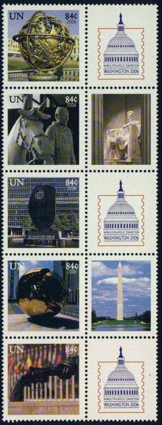 Un Ny.  2006 Washington Personalized Strip Of 5 (84 Cents) Never Hinged