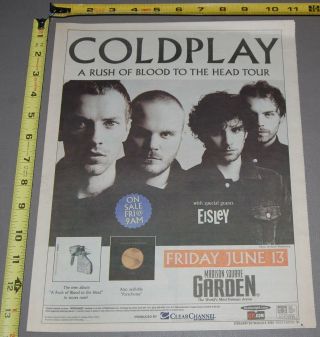 Coldplay Chris Martin Rush Of Blood 2003 Msg Nyc Village Voice Concert Ad Advert