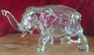 Vintage Clear Glass Elephant Candy Dish With Lid Indiana Glassware 8.  5 " Long