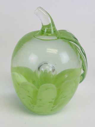 Joe St.  Clair Art Glass Controlled Bubbles Apple Paperweight