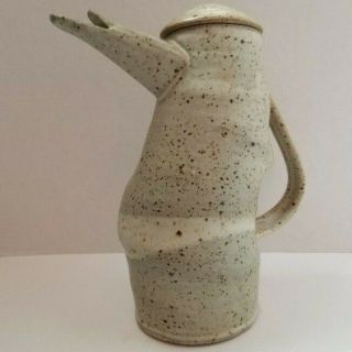 Vintage Sculptural Sassy Tea Pot Studio Art Pottery Ceramic Abstract Drip Glazed