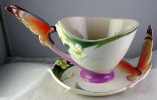 Lovely Franz Porcelain Papillon Cup And Saucer Set -