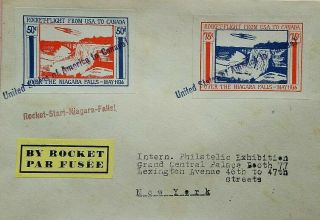 United States 1936 Cover With 2 Values Niagara Falls Rocket Flight Canada Labels