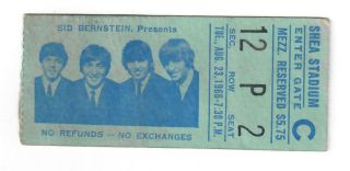 Beatles 1966 Shea Stadium Concert Ticket Stub