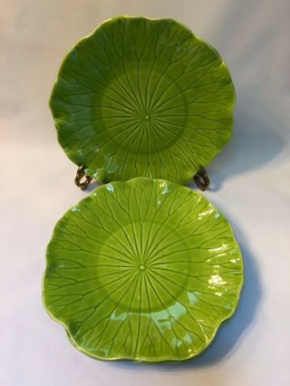 Metlox Poppytrail Lotus Lime Green Dinner Plates S/4 Vernon California Euc