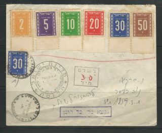 Israel 2 January 1950 A Taxed Cover From Jerusalem To Tel Aviv Tropical Stains