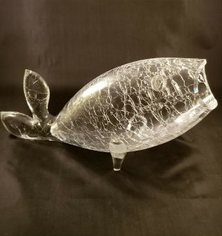 Blenko Glass Crackle Crystal Fish 971m