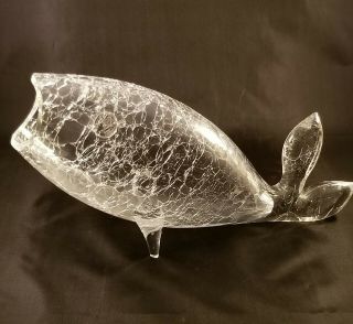 Blenko Glass Crackle Crystal Fish 971M 2