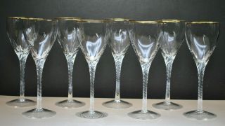 Set Of (8) Lenox Crystal " Encore - Gold " Pattern Wine Glasses