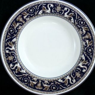 Wedgwood Florentine Dark Blue Rim Soup Bowl Bone China W1956
