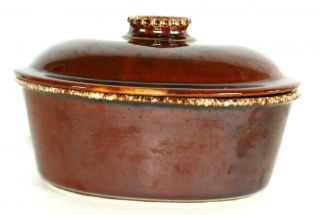 Hull Pottery Oval Casserole Dish W/lid Brown Drip Oven Proof Vintage Usa 10 " Fab