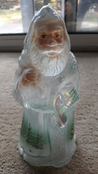 Fenton Art Glass Hand Painted Santa Claus With Christmas List