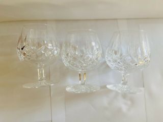 Waterford Lismore Crystal (3) Each 5 1/4 " Brandy Snifter Glasses