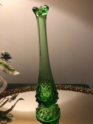 Fenton Glass Green Hobnail Bud Vase 10” Emerald 4 - Mold Mark