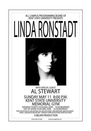 Linda Ronstadt 1975 Kent State Concert Poster