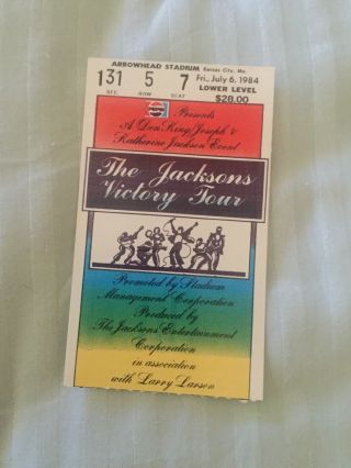 1984 Michael Jackson 5 Victory Tour Kansas City Concert Ticket Stub Thriller 12