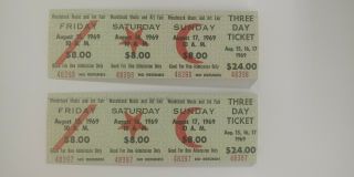 Authentic Woodstock 3 Day Tickets Jimi Hendrix Grateful Dead