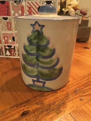 M.  A.  Hadley Christmas Tree Cookie Jar 7”x6” Hand Painted “the End” On Bottom