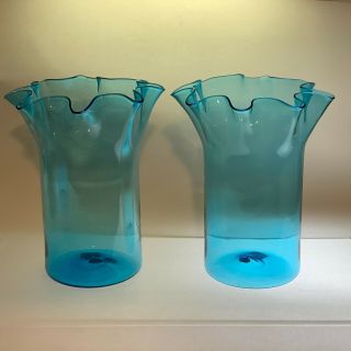 Vintage Mid Century Modern Italian Empoli Art Glass Vases Balboa 11 " Wow