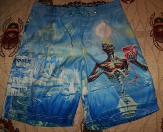 Vintage Iron Maiden Seventh Son Of A Dragonfly Swim Trunks Surf Board Shorts 34