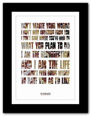 ❤ The Stone Roses I Am The Resurrection ❤ Lyric Typography Poster Art Print