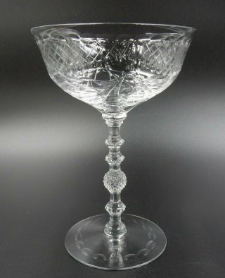 Vintage 6 " Cut Glass Crystal Ornamental Stem Champagne Dessert Glass