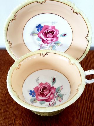 Paragon China Double Warrant Cabbage Rose Cup And Saucer