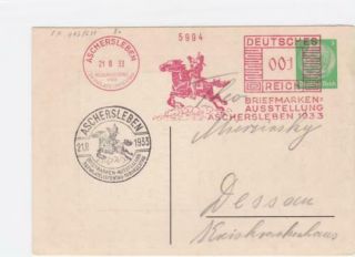 Germany 1933 Aschersleben Day Of The Stamp Slogan Cancel Stamps Card R21038