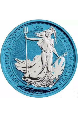 Great Britain 2019 - Britannia Ag.  999 Silver 1oz £2 Coin Space Blue Edition