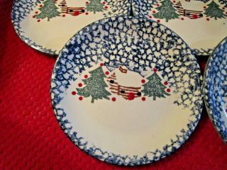 5 DINNER PLATES FOLK CRAFT ' CABIN IN THE SNOW ' by Tienshan 2