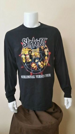 Vtg Slipknot Concert Long Sleev T - Shirt Subliminal Verses Tour 2005 Men 
