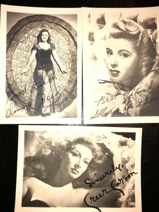 Signed Donna Reed,  Greer Garson & Gloria Dehaven Autographed Photo’s