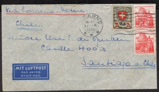 Switzerland To Chile Air Mail Cover 1940 Not Censored Locarno - Santiago