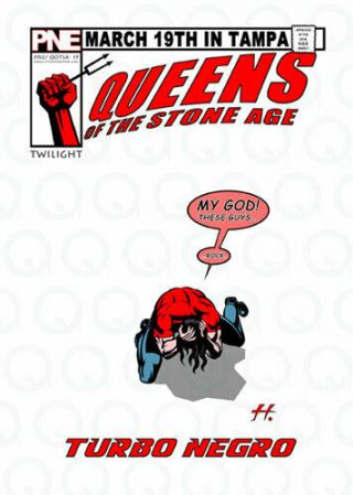 Queens Of The Stone Age & Turbonegro - 2003 S/n Gig Poster - By Justin Hampton