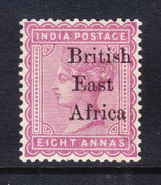 Kut British East Africa Qv Sg57 8as India Dull Mauve Opt M/m Dealer Mark Cat£100