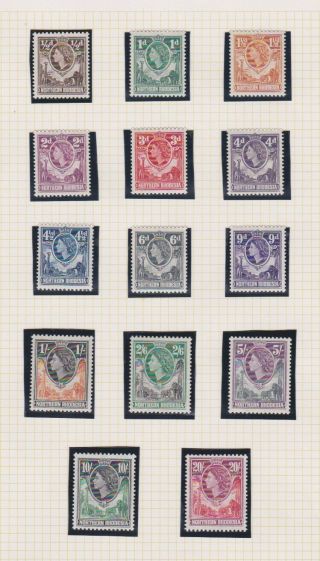 Postage Stamps Qe2 Northern Rhodesia Mounted Rare Issues On Old Album Page