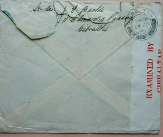 Gibraltar 1941 Cover With Red / White Censor Label With Number Altered 7 To 17
