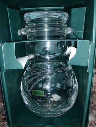 Waterford Crystal Snowman Sculpture Figurine Biscuit Barrel Jar Christmas Decor
