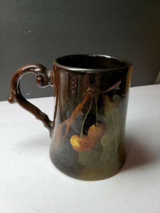 Circa 1900 Roseville Art Pottery Rozane Hand Painted Fruit Mug Stein