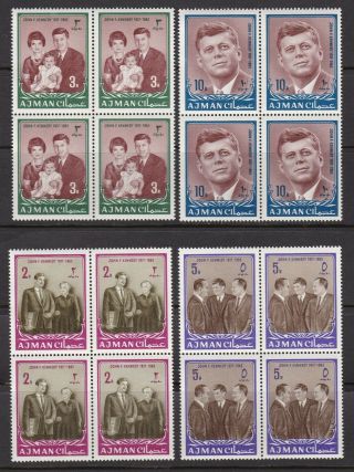 Ajman 1964 Pres Kennedy Set of 8 in Blocks of 4 UMM MNH SG 19 - 26 2