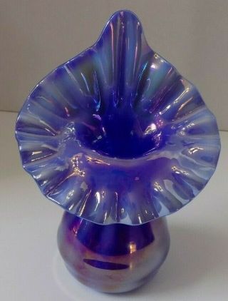 Gibson Glass Purple Lavender Iridescent Tulip Jack In The Pulpit Vase 2003