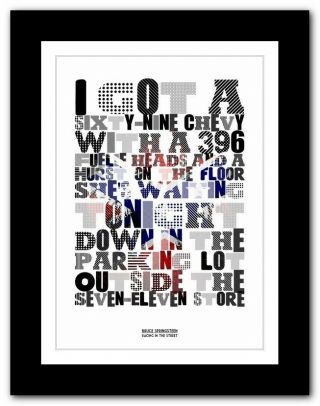 ❤ Bruce Springsteen Racing In The Street ❤ Song Lyric Poster Art Print - 4 Sizes