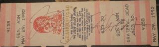 Rare Jerry Garcia Autograph Signed Concert Ticket Lightly Signed