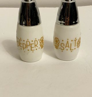 Vintage Gemco Milk Glass Butterfly Gold Salt & Pepper Shakers Pyrex Corelle