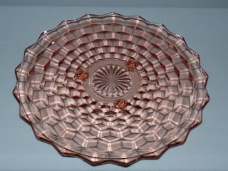 Vintage Antique American Art Deco Pink Depression Glass Footed 12 " Cake Plate