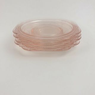 Vintage Federal Depression Glass Pink Madrid Small Plates Saucers Set Of 4