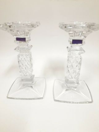 Waterford Crystal Marquis Pillar Candlesticks / Candle Holders,  8 ",