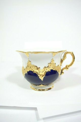 Antique Rare Meissen Porcelain 1852 - 1870 Cobalt Gold Tea Cup