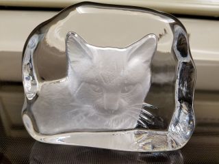 Cristal D’arques Crystal Cat Paperweight