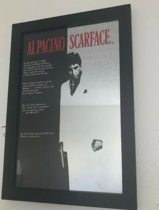 Framed Al Pacino Scarface Film Movie 14x 20 Mirror Glass Poster.  Man Cave